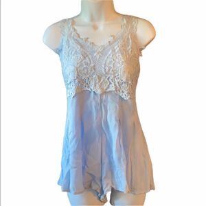 NWT ZAFUL Lace Up Lace Insert Cami Romper